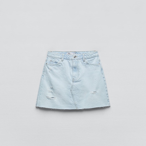 Zara Dresses & Skirts - Zara Ripped Denim Mini Skirt